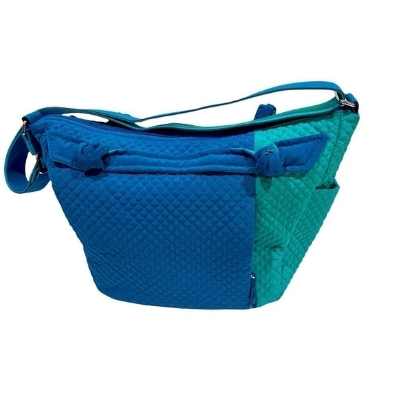 Vera Bradley Hadley On-The-Go Bag Bahama Bay Turquoise 2-Tone Quilted EUC - Picture 4 of 13